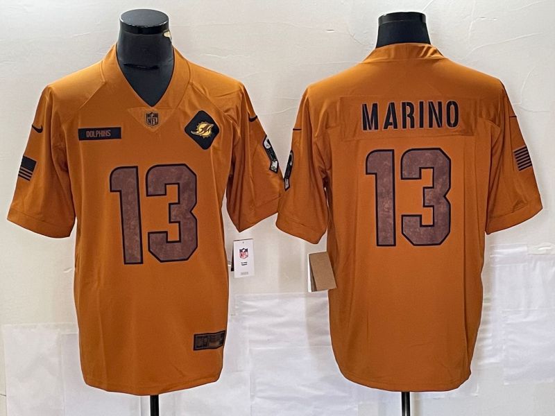 Men Miami Dolphins 13 Marino brown Nike 2023 Salute To Service Limited NFL Jersey